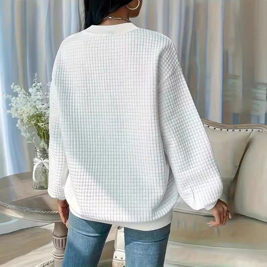 Damen Pullover mit strukturiertem Waffeldesign und lässigem Schnitt EB