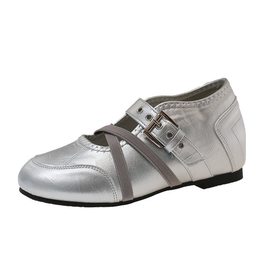 Damen Ballerinas mit stylishen Riemchen und mittelhohem Absatz EB