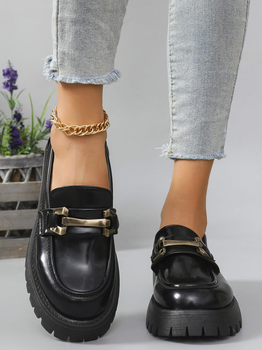 Damen Mokassins mit Glanz-Details und robustem Laufsohle EB