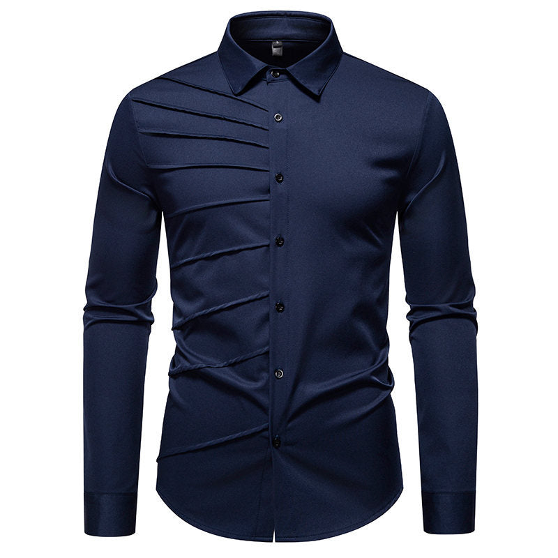 Herren Langarmhemd mit modischem Rippendesign EB