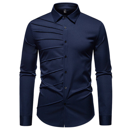 Herren Langarmhemd mit modischem Rippendesign EB