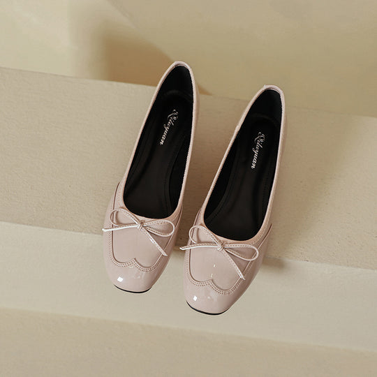 Damen elegante Ballerinas mit dekorativem Schleifendetail EB