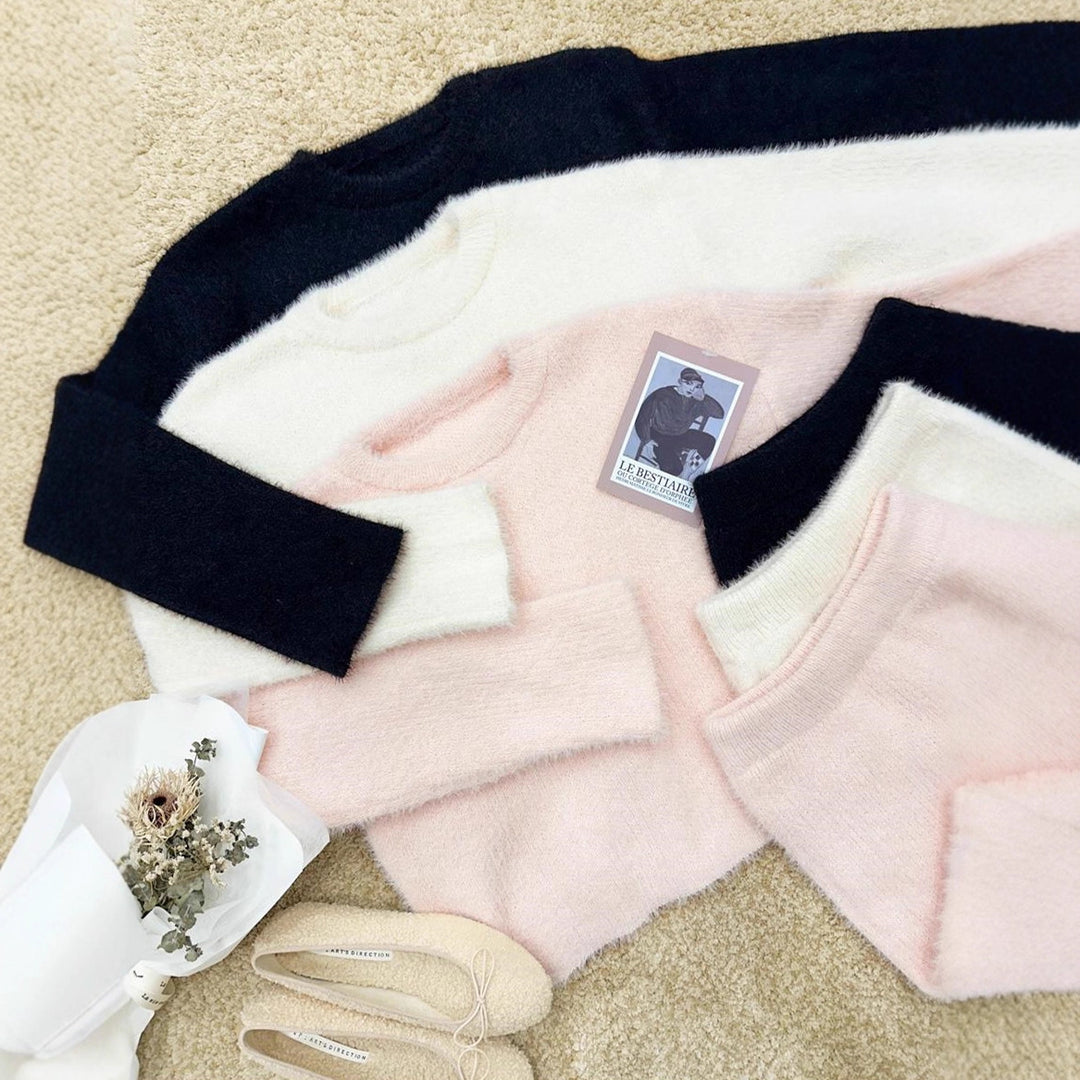 Damen Kuscheliger Flausch-Zweiteiler mit Oversize-Pullover und Minirock EB