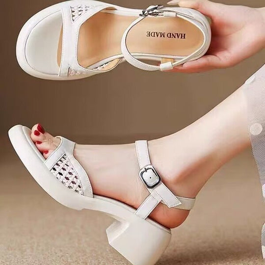 Damen elegante Plateau-Sandalen mit modischem Riemen und ergonomischem Fußbett EB
