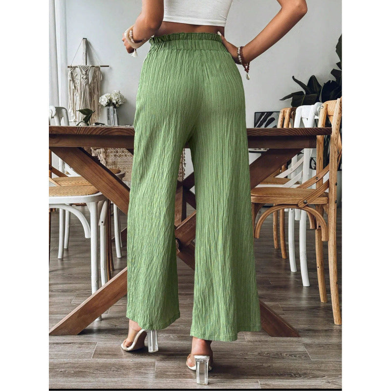 Damen luftige Palazzohose mit elastischem Bund und großen Taschen EB