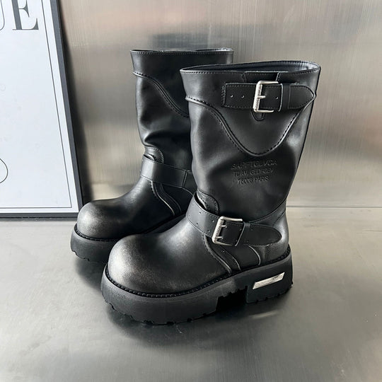 Damen modische Stiefel mit markantem Design und robustem Profil EB
