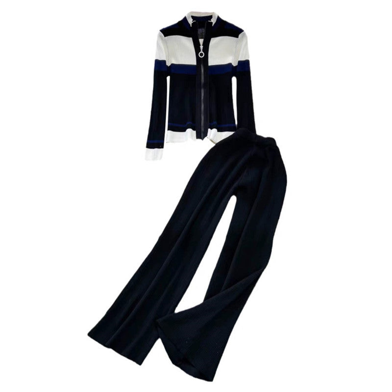 Damen sportliches Cardigan und Schlaghosen-Set EB