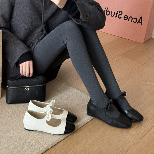 Damen Ballerinas mit elegantem Knoten-Detail und hochwertiger Premium-Leder-Oberfläche EB
