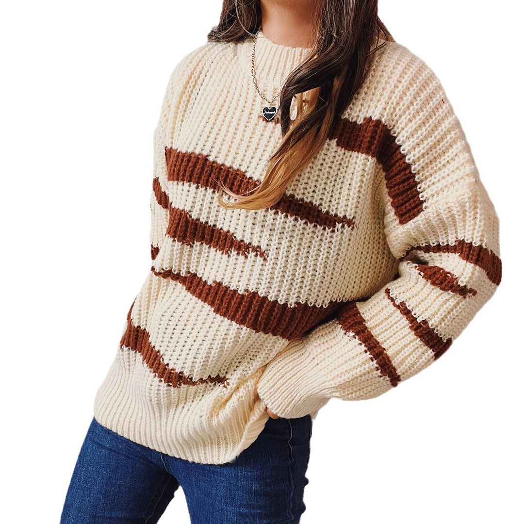 Damen Grobstrickpullover mit luxuriösem Muster und körperbetontem Schnitt EB
