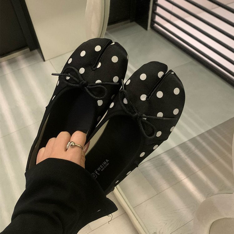 Damen Ballerinas mit modischem Punkte-Design und dekorativem Schleifenakzent EB