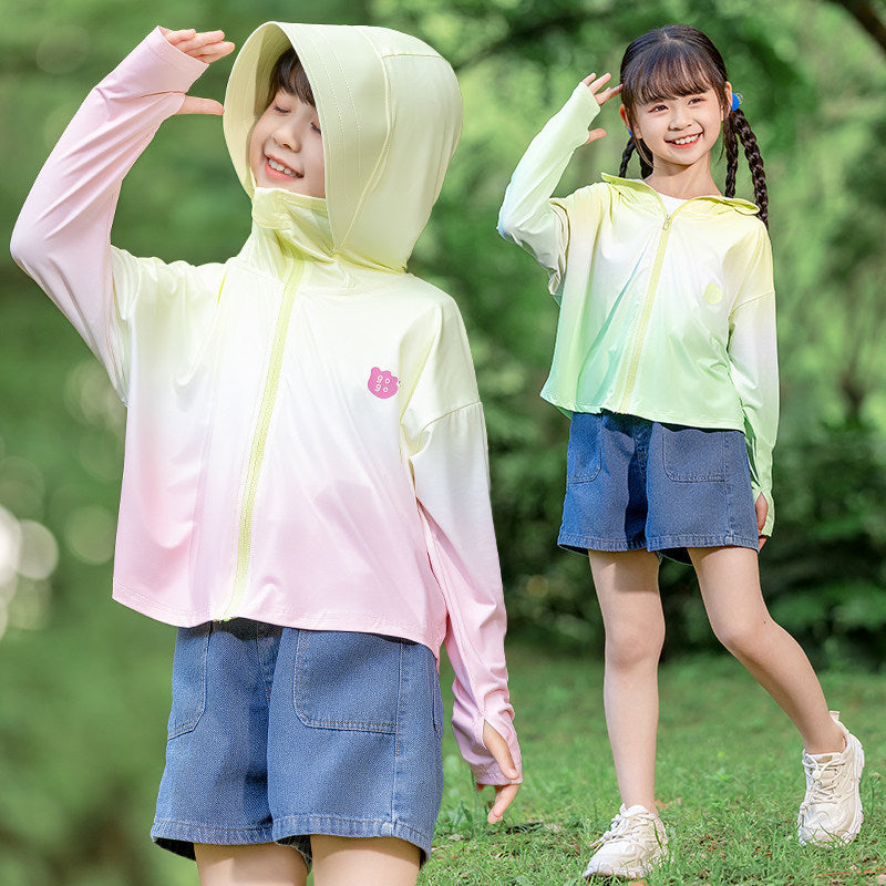 Damen nan leichte Kinder-Sonnenschutzjacke mit Kapuze R&B