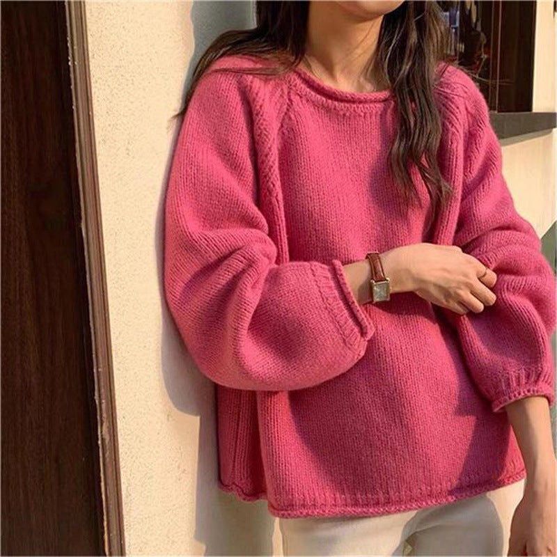 Damen Gemütlicher Oversized Pullover aus hochwertiger Baumwolle mit Rippdetails EB