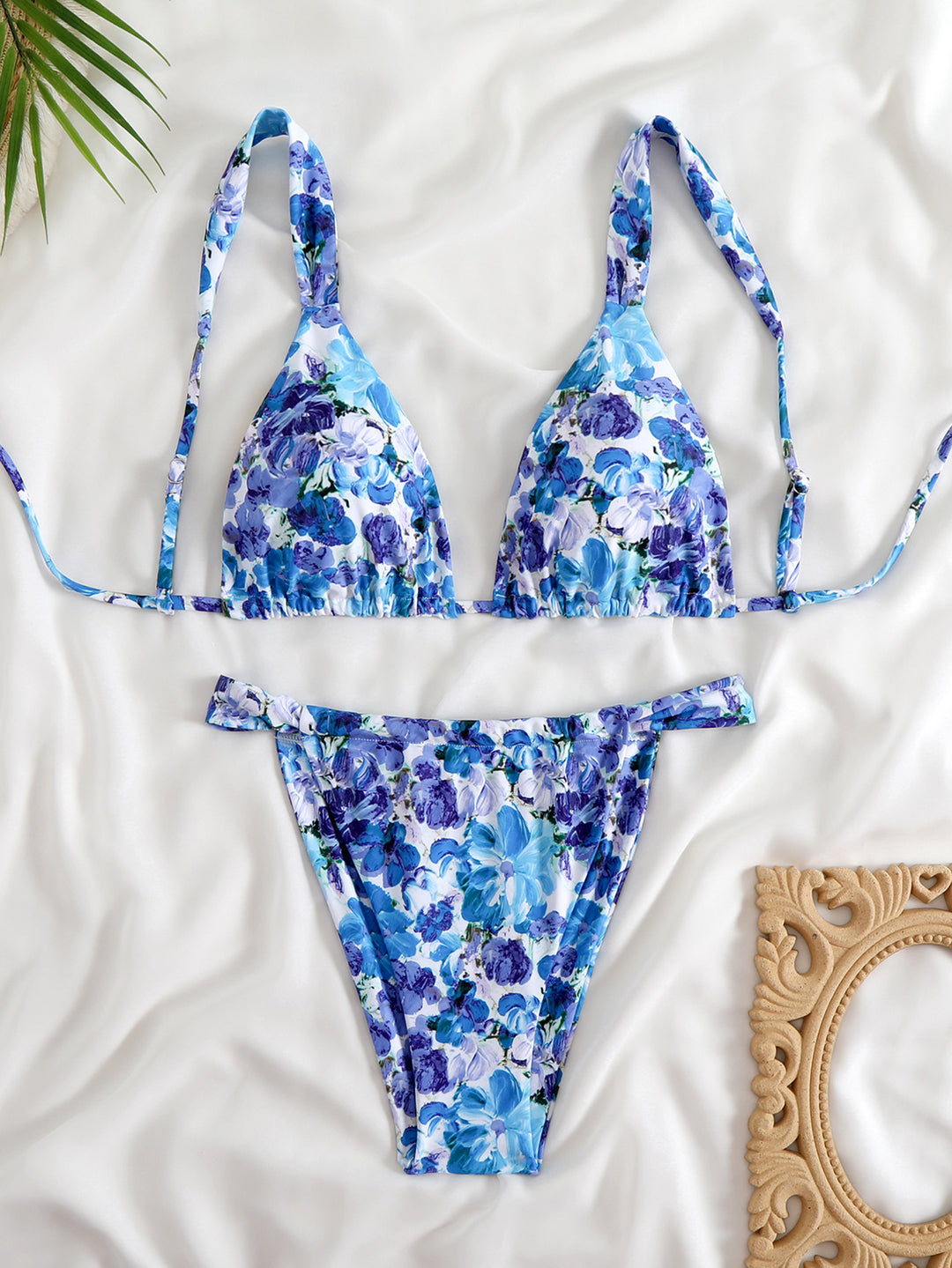 Damen Triangel-Bikini-Set mit modischem Tiermuster EB