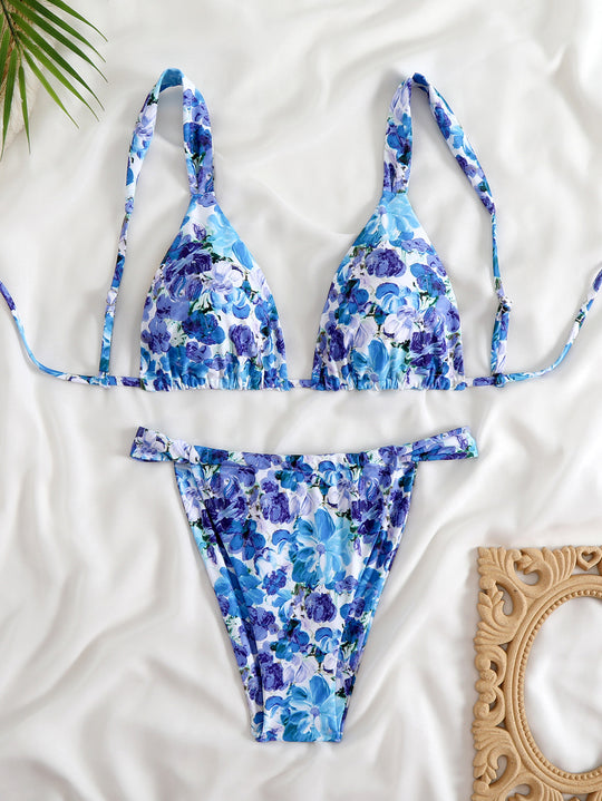 Damen Triangel-Bikini-Set mit modischem Tiermuster EB