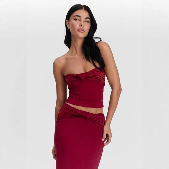 Damen Wickeloberteil mit Knotendetails und figurbetontem Design EB