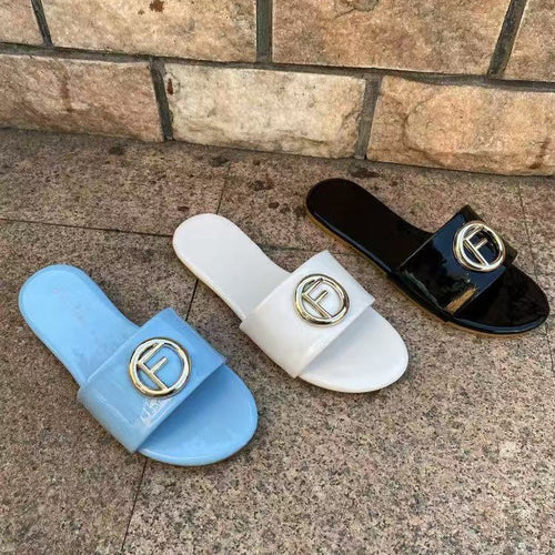 Damen Glamouröse Slide-Sandalen mit stylischem Logo-Akzent EB