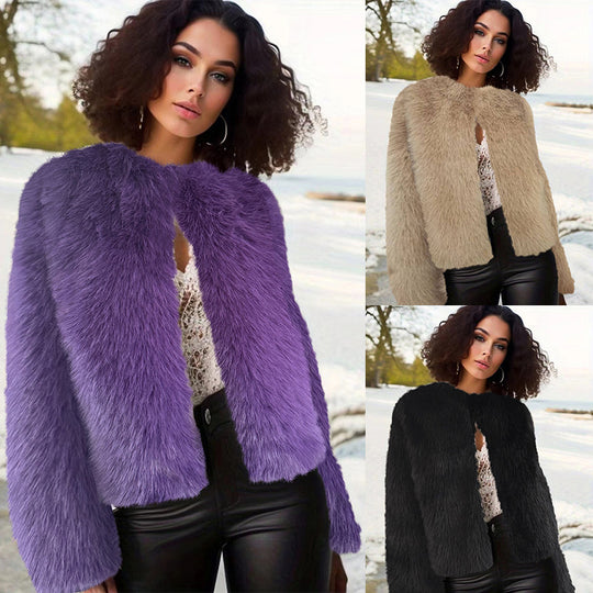 Damen Kuschelige Fleecejacke mit Lockenstruktur EB