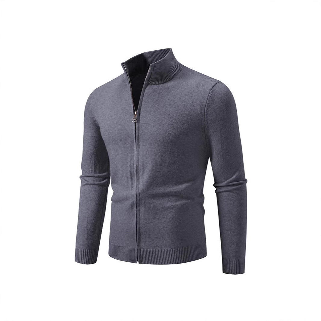 Herren modischer Strickpullover mit hohem Kragen und Reißverschluss EB