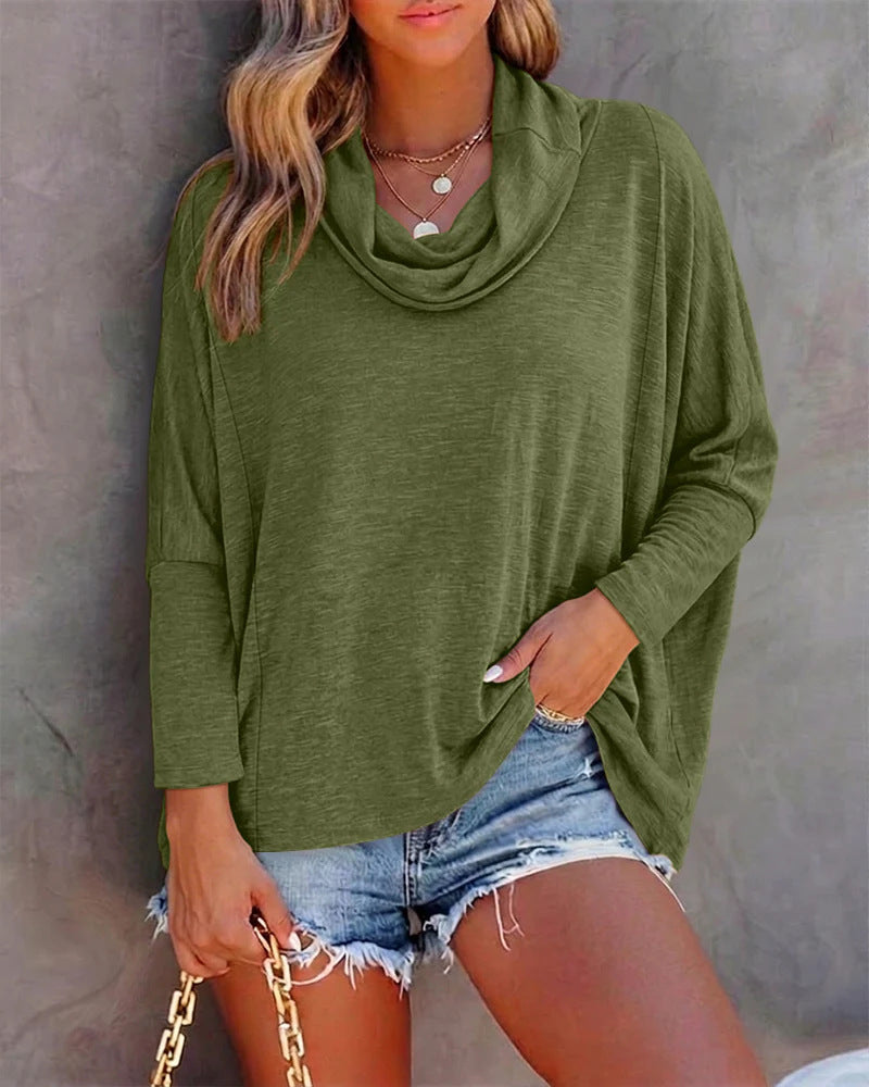 Damen Oversized Schalkragen-Longsleeve mit Fledermausärmeln EB