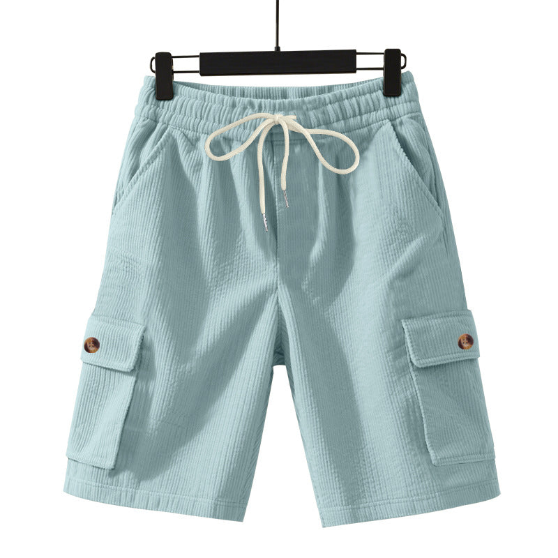 Herren nan Cord-Cargo-Shorts mit elastischem Tunnelzugbund, aufgesetzten Cargotaschen und weichem Baumwollmix EB