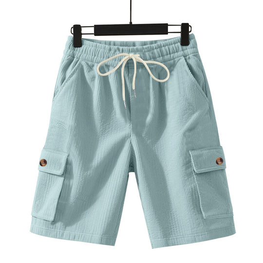 Herren nan Cord-Cargo-Shorts mit elastischem Tunnelzugbund, aufgesetzten Cargotaschen und weichem Baumwollmix EB
