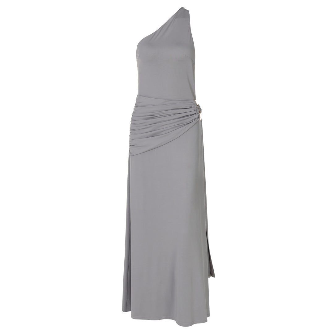 Damen Elegantes Wickelmaxikleid mit asymmetrischem Schnitt und Drapierungsdetails EB