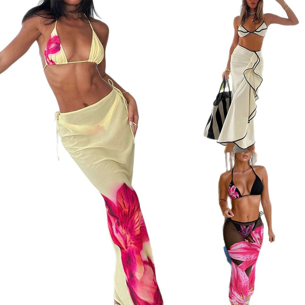 Damen Strand-Bikini-Set mit lässigem Maxi-Rock EB