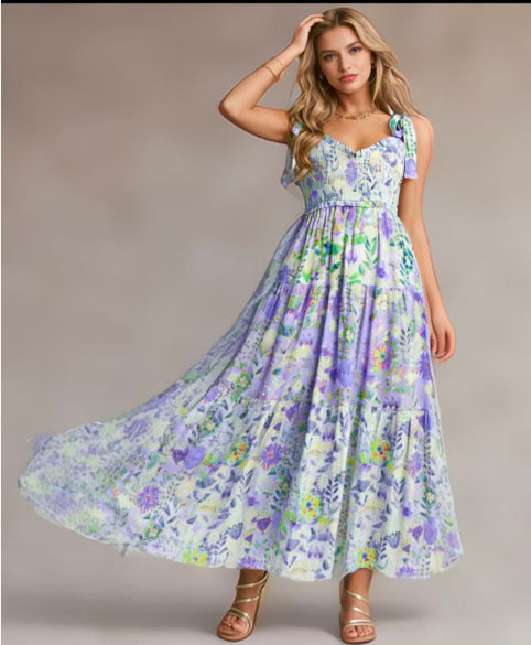 Damen Kleid mit verspieltem Floral-Design und Rüschenärmeln EB