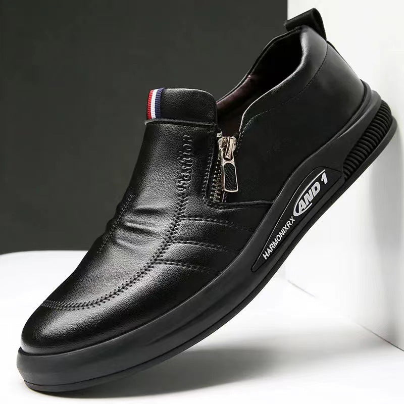 Herren Komfortable Slip-On Leder-Sneaker mit dezentem Reißverschluss und flexiblem Sohlenprofil EB