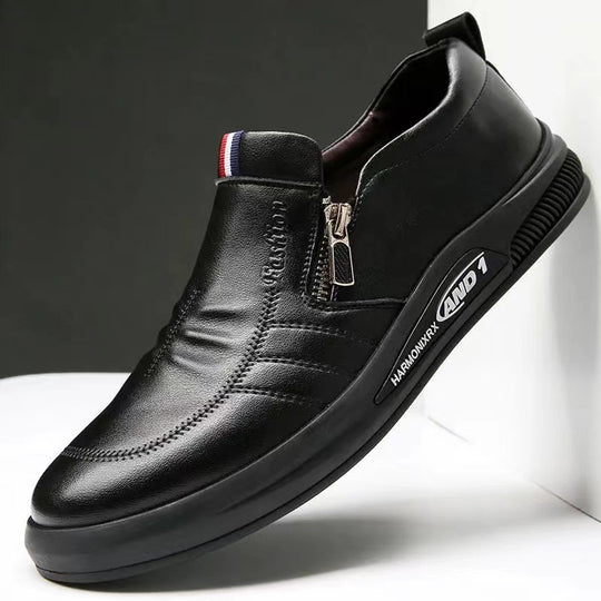 Herren Komfortable Slip-On Leder-Sneaker mit dezentem Reißverschluss und flexiblem Sohlenprofil EB