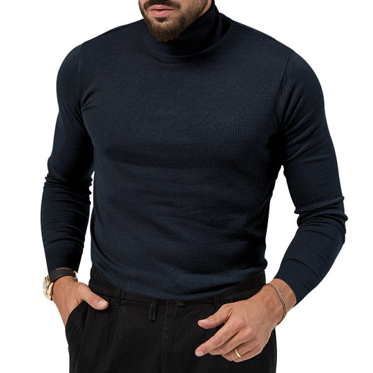 Herren nan Slim-Fit Rollkragenpullover Feinstrick mit Stretch, schmaler Silhouette und gerippten Bündchen EB
