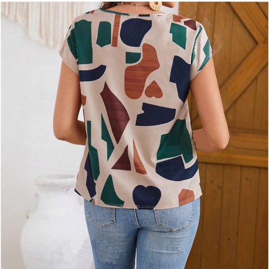 Damen lässige Bluse mit geometrischem Muster EB