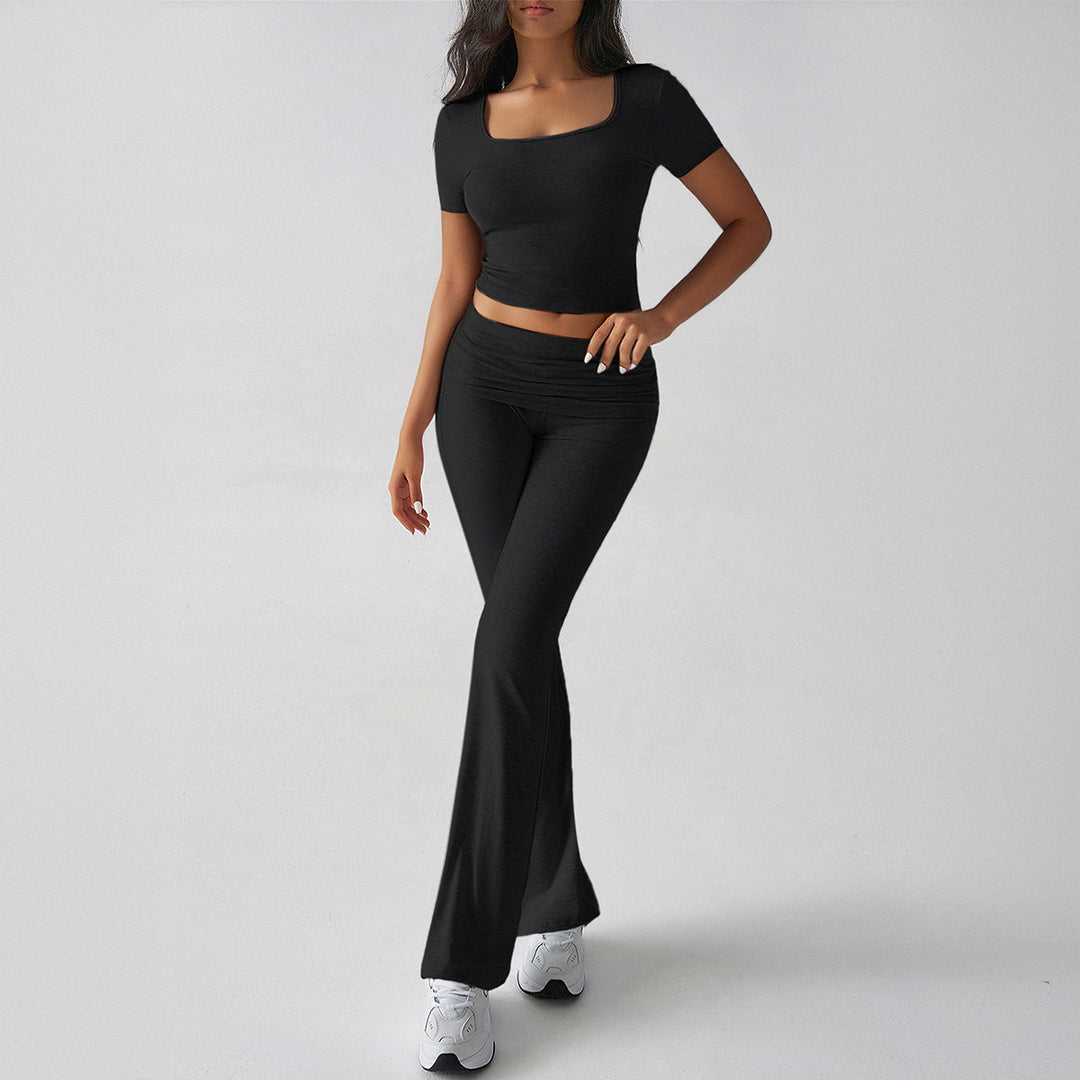 Damen Sportliches Oberteil mit hohen Taillenleggings aktivem Set EB
