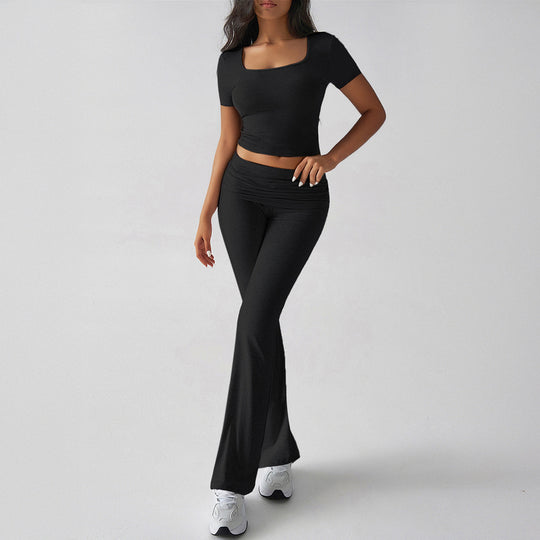 Damen Sportliches Oberteil mit hohen Taillenleggings aktivem Set EB