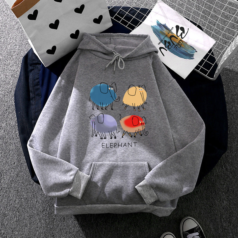 Damen nan Kapuzenpullover mit minimalistischer Grafik, lockerer Oversize-Passform und Kängurutasche EB