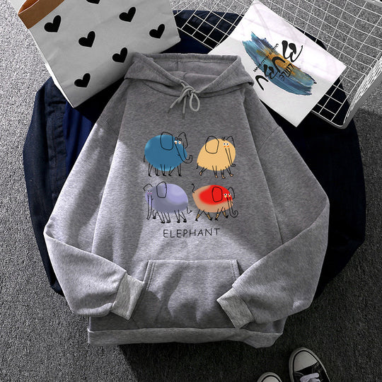 Damen nan Kapuzenpullover mit minimalistischer Grafik, lockerer Oversize-Passform und Kängurutasche EB