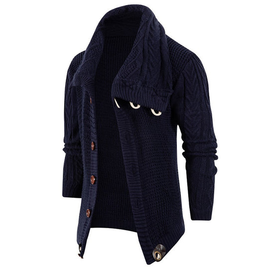 Herren Grobstrick Strickjacke mit umschlagbarem Halsausschnitt EB