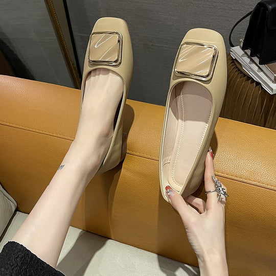 Damen elegante Ballerinas mit dekorativem Schnallen-Detail EB
