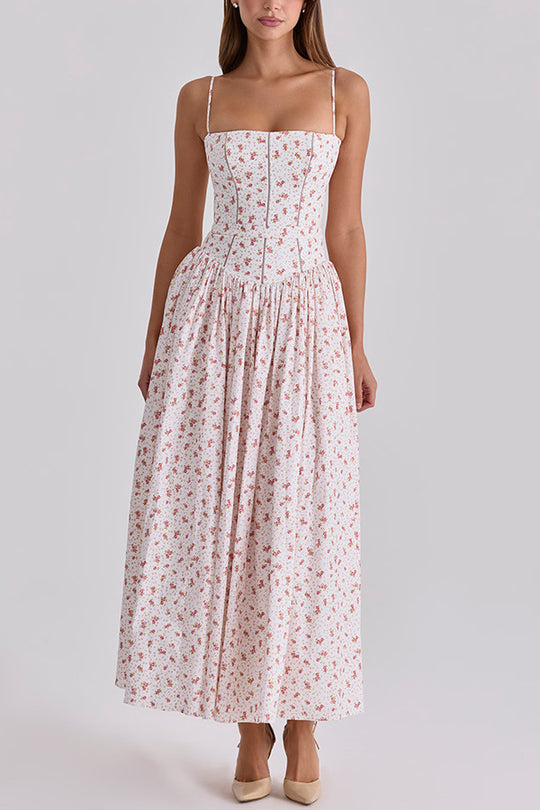 Damen nan tailliertes Maxikleid mit Korsettoberteil und feinen Spaghettiträgern EB