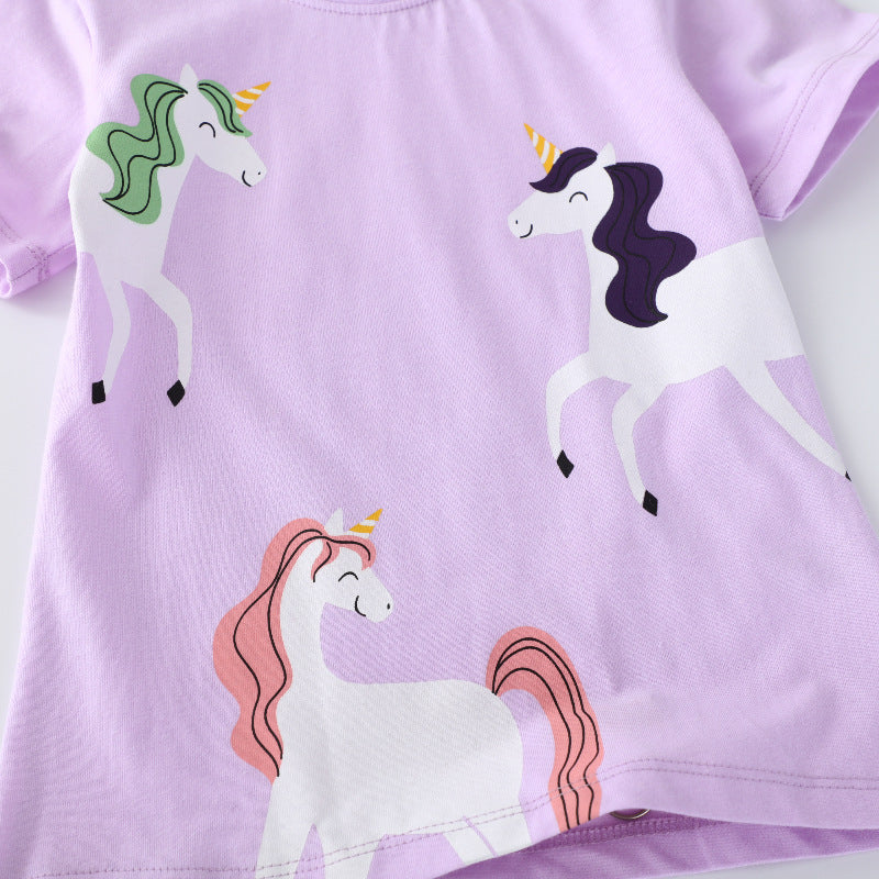 Mädchen T-Shirt mit niedlichem Einhorn-Design EB