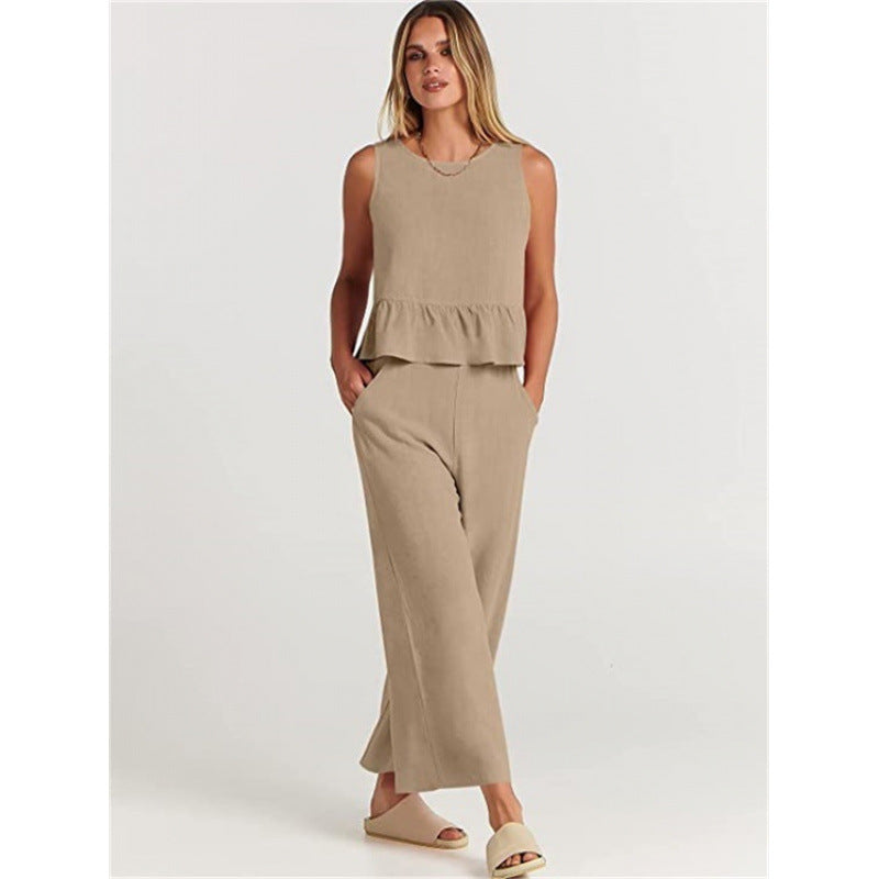 Damen lässiger Jumpsuit mit voluminösem Oberteil und seitlichen Taschen EB