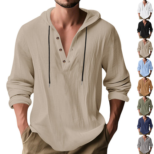 Herren lässiges Langarm-Hoodie mit Knopfleiste und modernem Schnitt EB