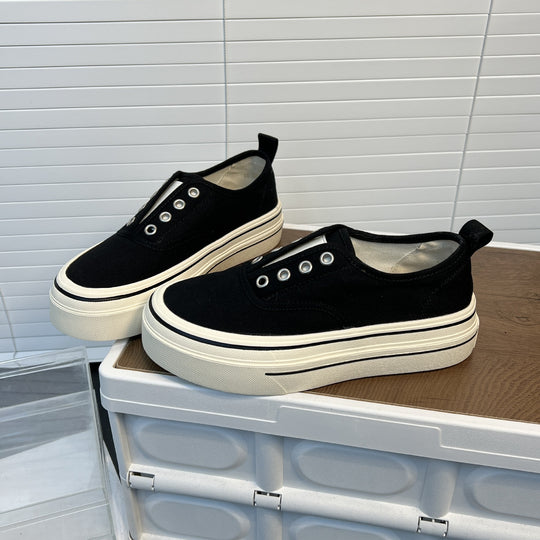Damen bequeme Canvas Sneaker mit trendigem Plateau EB