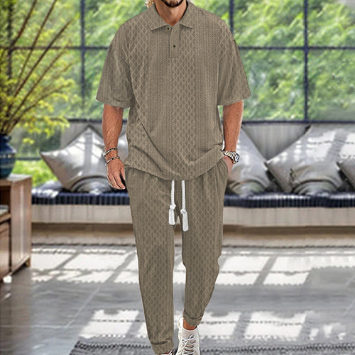 Herren lässiges Freizeit-Set mit strukturiertem Oberteil und bequemen Jogginghosen EB