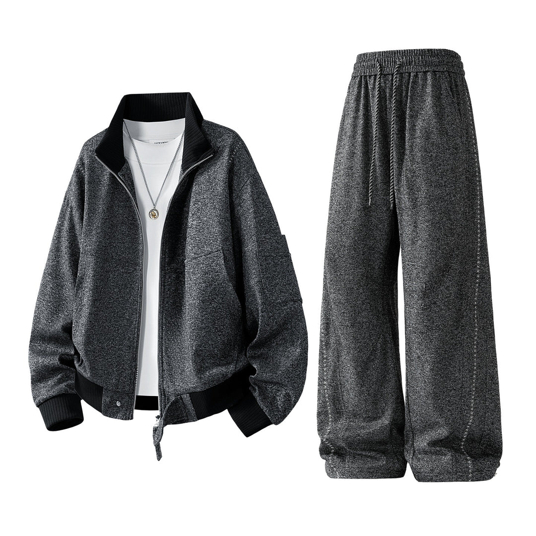 Herren komfortabler oversized Freizeit-Trainingsanzug mit Reißverschlussjacke und weiten Jogginghosen EB