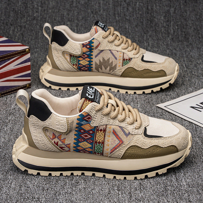 Damen Sportliche Sneaker mit buntem Ethno-Muster und flexibler Sohle EB