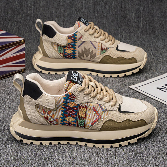 Damen Sportliche Sneaker mit buntem Ethno-Muster und flexibler Sohle EB