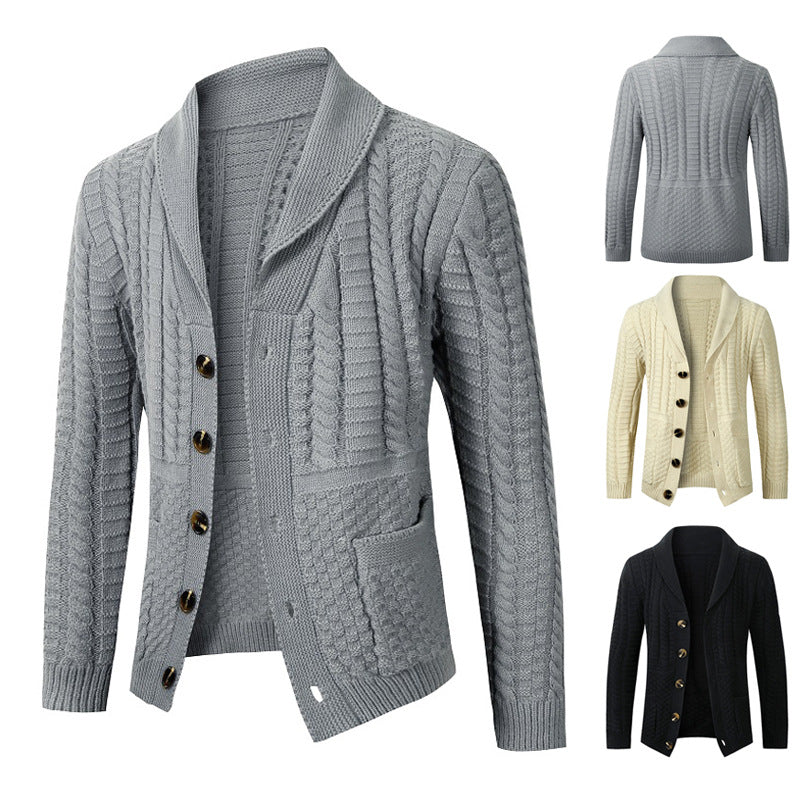 Damen modische Strickjacke mit vielseitigem Zopfdesign EB
