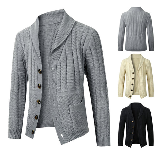 Damen modische Strickjacke mit vielseitigem Zopfdesign EB