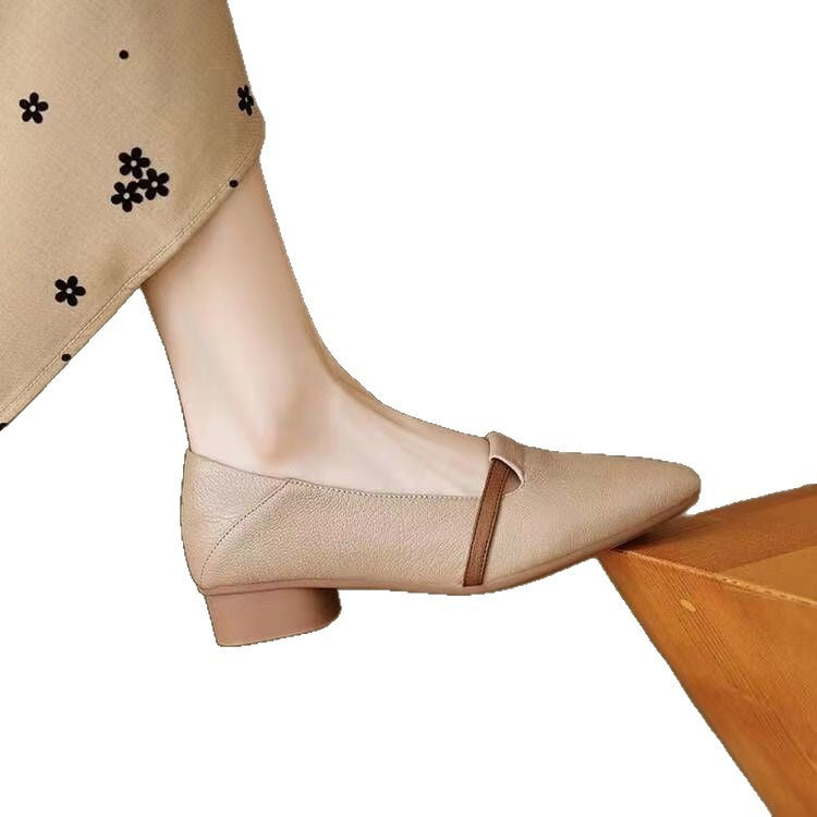 Damen Elegante Ballerinas mit komfortablem Blockabsatz und modischem Riemen EB